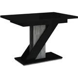 MEBLINI Esstisch Ausziehbar - Esszimmertisch Modern - Küchentisch - Säulentisch - Ausziehtisch - Dining Table - Esszimmertische - 120-160x80x75cm - MEVA - Schwarz Hochglanz/Betonoptik