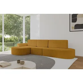altdecor Eckcouch Cord 5-Sitzer Senfgelb