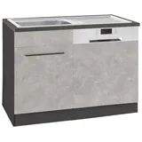 KOCHSTATION Spülenschrank »KS-Tulsa«, 110 cm breit, inkl. Tür/Sockel für Einbaugeschirrspüler, Metallgriff, grau