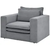 furn.design Relaxsessel Pesaro Cord 110 x 83 x 110 cm Grau mit Hocker
