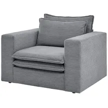 furn.design Relaxsessel Pesaro Cord 110 x 83 x 110 cm Grau mit Hocker