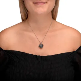ZEEme Kette mit Anhänger Herz-Form Silber 925 oxidiert schwarz