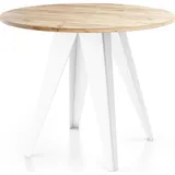 WFL GROUP Esstisch Glory Weiß im Industriestil - Modern, Rund - Ausziehbar von 90 cm bis 130 cm, mit Pulverbeschichteten Metallbeinen, Tisch für Kleine Kü... - Braun