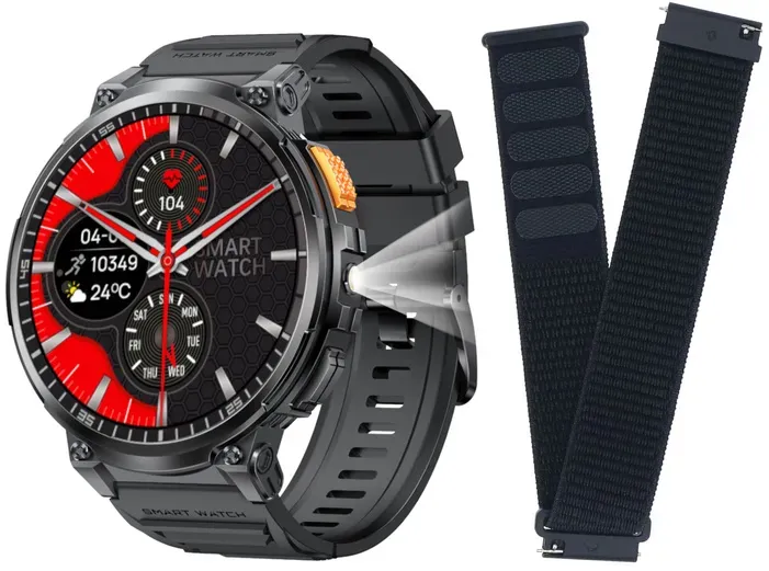 Neuer Smartwatch GlacierX Giant Black + GlacierX Grip Strap Nylon Black 22mm