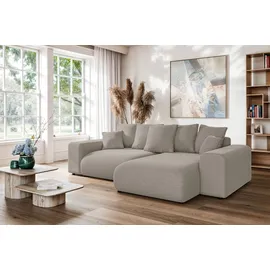 Home Affaire Ecksofa HOME AFFAIRE "LAKESIDE mit Bettfunktion und Bettkasten, B/T/H 257/166/84 cm", beige, B:256,5cm H:84cm T:166cm, 100% Polyester, Sofas, Ecksofa, L-Form, Recamiere beidseitig montierbar, mit Wellenunterfederung