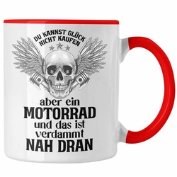 Trendation Tasse Trendation – Motorradfahrer Geschenk für Männer Motorrad Tasse Spruch Kaffeetasse für Biker Herren rot