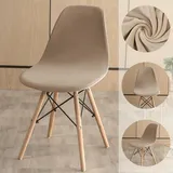 Stuhlhussen für Esszimmerstühle im skandinavischen Stil aus Samt dehnbare Stuhlhussen ohne Armlehne Schalenstuhlhussen mit Rückenlehne für Esszimmer Schlafzimmer Wohnzimmer Küche (Beige 6 Stück)