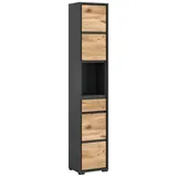 xonox.home Hochschrank in Anthrazit / Nox Oak - 35x190x31cm (BxHxT)