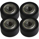 BQLZR 32x8x16MM Schwarz 608ZZ Lager Flache Nut Kugellager Führungsrolle Räder Rolle 149 KG Tragende Möbelrolle Packung mit 4