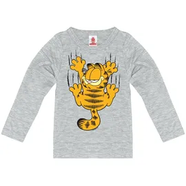 LOGOSHIRT Langarmshirt "Garfield", Jungen, Gr. 128, grau (grau, meliert), 95% Baumwolle, 5% Viskose, bedruckt, meliert, normal, Rundhals, Shirts Langarmshirt, mit lässigem Frontprint