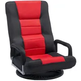 Vevor drehbarer Boden Gamingstuhl mit Armlehnen (360° drehbar) Bodensofa mit 6 einstellbaren Positionen & Rückenlehne & Lendenwirbelstütze, Video-Liegesofa zum Fernsehen und Lesen, Rot/Schwarz