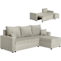 Roller Ecksofa - creme - Breitcord - mit Liegefunktion und Staukasten