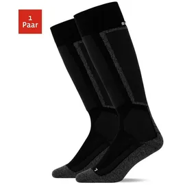 SNOCKS Thermo Skisocken Damen Herren mit gepolsterten Bereichen - Atmungsaktive Strümpfe für Wintersport - Wintersocken mit perfekter Passform und Wärmeisolierung - Gr. 47-50 - Farbe Schwarz - 47-50