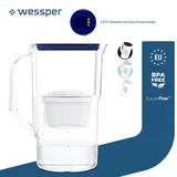 Wessper 2,8 l Wasserfilterkrug mit LED-Zähler Kompatibel mit Brita Maxtra | Set aus 1 Wasserfilterkrug + Wasserfilterkartusche - Blau - Blau