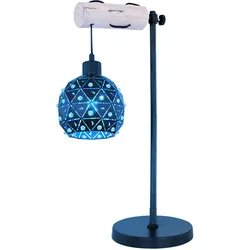 LED Tischlampe dimmbar mit Fernbedienung Tischleuchten schwarz gold Leseleuchte höhenverstellbar, RGB Farbwechsel, Kristalle Metall, 8,5W 806lm warmweiß, LxBxH 34x18x55 cm