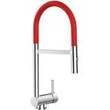 VIZIO NIEDERDRUCK Wasserhahn Vorfenster Küchenarmatur Umklappbar 6 CM mit 360° Schwenkbarem Auslauf Abnehmbare 2 Strahl Handbrause Verchromt Rot