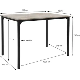 ML-Design Esstisch Set 4-teilig, Sonoma-Eiche, Esszimmertisch mit 2 Stühlen 1 Bank, Essgruppe für 4 Personen, Sitzgruppe Küchentisch Metallrahmen, Bartisch Set, Esszimmergruppe für Küche Esszimmer