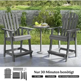 Costway Hoher Adirondack Stuhl Gartenstuhl 85 x 85 x 119 cm grau
