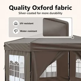 vidaXL Partyzelt Faltbar mit Seitenwänden Taupe 3 x 3 m