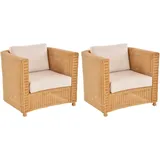 Krines Home Loungesessel Set/2 Rattan-Sessel Club/Wohnzimmersessel Clubsessel/Rattansessel (2-St., 2er-Set), Lounge Gerade gelb