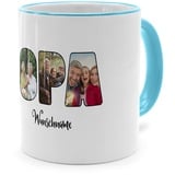 PhotoFancy® - Fototasse 'Opa' - Personalisierte Tasse mit eigenem Foto und Text selbst gestalten - Hellblau