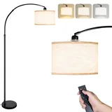 CCLIFE Stehlampe Dimmbar Wohnzimmer Bogenlampe LED E27 Leselampe 60W 2700-6000K Fußschalter 360° Drehbarer Lampenkopf, Beige Höhenverstellbar 165cm-175cm, CushHom