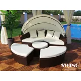 Swing&Harmonie Sonneninsel Rattan Lounge braun/weiß