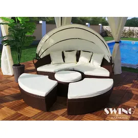Swing&Harmonie Sonneninsel Rattan Lounge braun/weiß