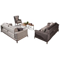 JVmoebel Sofa Garnitur Sofagarnitur Luxus 3+3+1 Sitzer Sofa Stoff Sessel grau