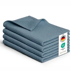 Blumtal Blumtal® Geschirrtücher 50x70 cm im 4er Set - Geschirrtücher Baumwolle 100% - Küchentücher bei 60 °C waschbar - Waffeltücher - Küchenhandtücher - Spül- & Geschirrtücher - Trockentücher Küche in blau