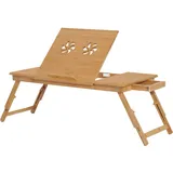 Klappbarer Und Neigbarer Laptop-betttisch Mit Schublade, 72 X 35 X 22–30 Cm, Holzfarbe
