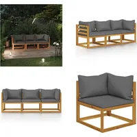 vidaXL 3 Sitzer Gartensofa mit Auflage Akazie Massivholz - Gartensofa - Gartensofas - Holz Gartensofa - Holz Gartensofas - Grau