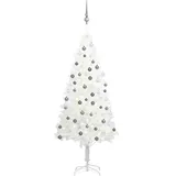 vidaXL Künstlicher Weihnachtsbaum mit Beleuchtung & Kugeln Weiß 150 cm