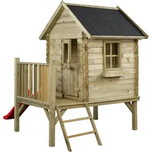 Swingking Spielhaus Camilla mit Rutsche 177 x 184 x 210 cm Natur/Rot
