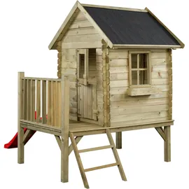 Swingking Spielhaus Camilla mit Rutsche 177 x 184 x 210 cm Natur/Rot
