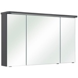 Lomadox - 3-türiger Badezimmer Spiegelschrank FES-4005-66 Korpus Lack Quarzgrau, mit Steckdose & LED-Kranz - b/h/t: 120/72,2/17cm