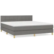 vidaXL Boxspringbett mit Matratze Dunkelgrau 160x200 cm Stoff