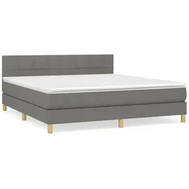 vidaXL Boxspringbett mit Matratze Dunkelgrau 160x200 cm Stoff