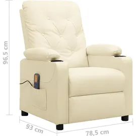 vidaXL Massagesessel Kunstleder 93 x 96,5 x 93 cm Creme mit Fernbedienung