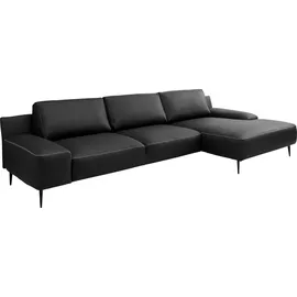 Designwerk Eckcouch Leder 3-Sitzer Schwarz