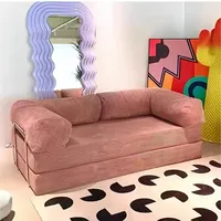 eryssgbf Gepolstertes 3-Sitzer Sofa ohne Holzrahmen, Ecksofa mit Schlaffunktion aus Cord, modernes Cord-Schlafsofa, kompaktes Ecksofa, für Wohnzimmer, 2x2米