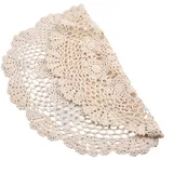 Vintage Häkel-Tischdecke aus Baumwolle, Blumenmuster, kleine runde Spitze, 50,8 cm, Beige/Weiß (Weiß)