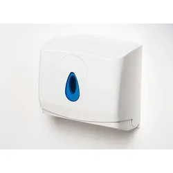 CleanSV Brigmod Weiss mini Papierhandtuchspender aus Kunststoff mit blauem Sichtfenster