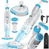 Kesser KESSER® Poolsauger mit Akku elektrisch Pool Bodensauger Handsauger Poolreiniger mit Filter & 2-Geschwindigkeits-System Handsauger Reinigungsset kabellos, Inkl. Abdeckung