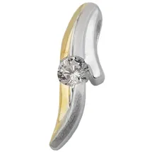 GALLAY Kettenanhänger 20x6mm bicolor vergoldet mit Zirkonia Silber