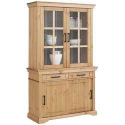 Vitrine HOME AFFAIRE "Anabel", beige (natur, wenge), B:110cm H:190cm T:45cm, Massivholz, Schränke, aus massiver Kiefer, Breite 110 cm