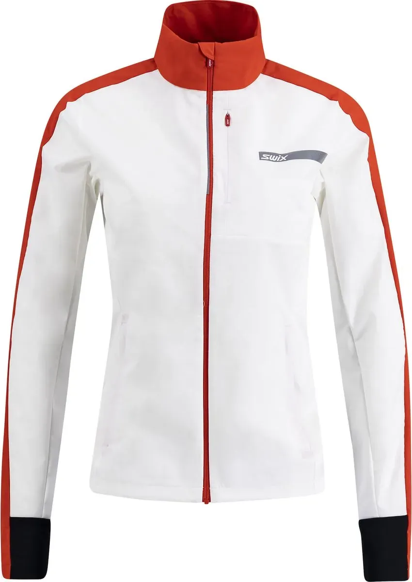 Swix Roadline Wind Jacket W bright white/fiery red (00035) S