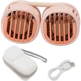 Wiederaufladbarer Nackenventilator Über Usb, Doppelter Luftstrom, Leicht Und Faltbar, Ideal Für Reisen Und Outdoor-aktivitäten, Rosa.