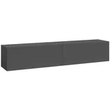[en.casa] Evaton TV-Lowboard 160 x 32 x 30 cm Dunkelgrau Spanplatte