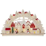 Star Trading Led Schwibbogen Rosenheim Aus Holz Mit Weihnachtsfiguren, Batterien - Timer, Natur, Warmweiß, B 46cm